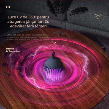 Lampa pentru țânțari cu șoc electric și încărcare USB — pentru interior și exterior, capcana cu LED, baterie încorporată 1600-2000 mAh, timp de încărcare 5-8 ore, autonomie 3-6 ore, acoperire 11-20 m²