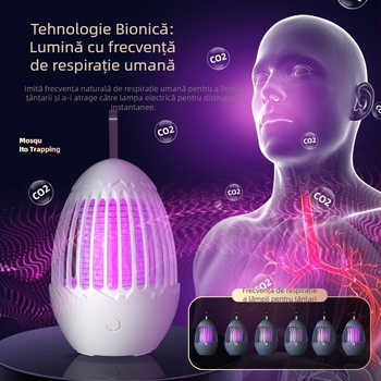 Lampa pentru țânțari cu șoc electric și încărcare USB — pentru interior și exterior, capcana cu LED, baterie încorporată 1600-2000 mAh, timp de încărcare 5-8 ore, autonomie 3-6 ore, acoperire 11-20 m²