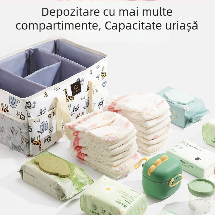 Geantă pentru mamă cu capacitate mare, compartimente multifuncționale, ușoară și impermeabilă, organizator extensibil pentru produse de bebeluși, lavabilă