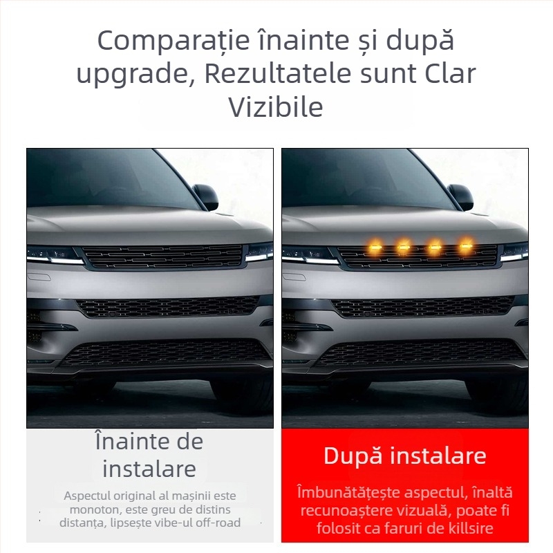 Lumină LED pentru grila mașinii, 12V, material ABS+LED, abajur din plastic, utilizare generală