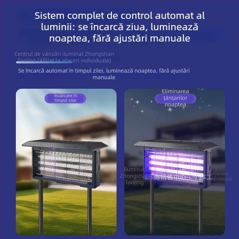Lampă ucigașă de țânțari – exterior, șoc electric, atracție UV-A mov, baterie Li-Po reîncărcabilă 1200–1500mAh (detașabilă), acoperire 61 m²