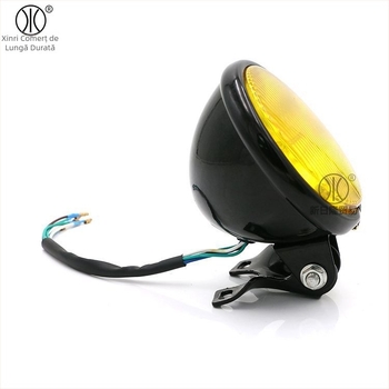 Far de motocicletă din metal, stil retro, obiectiv rotund, 12V, 35W, lumină apropiată și departe, model xrl-200
