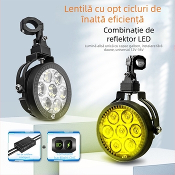 Far LED pentru motocicletă 9005 - 120W, 12000 lm, 12-36V, aliaj de aluminiu, rezistent la praf și apă, compatibilitate universală A+ grade 98%