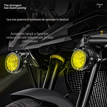 Far LED pentru motocicletă 9005 - 120W, 12000 lm, 12-36V, aliaj de aluminiu, rezistent la praf și apă, compatibilitate universală A+ grade 98%