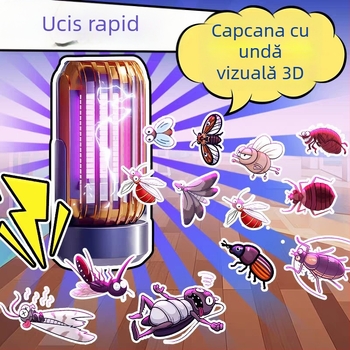 Lampă internă de ucidere a țânțarilor cu priză la rețea, capCană cu valuri duble — acoperire 61 m² sau mai mult; tub de iluminat; baterie detașabilă; netoxică