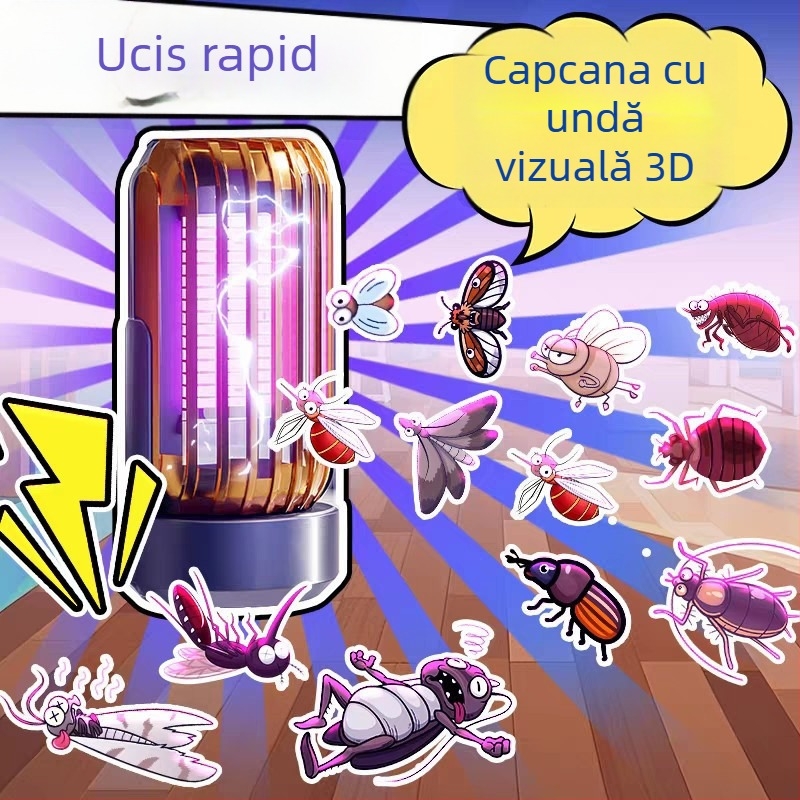 Lampă internă de ucidere a țânțarilor cu priză la rețea, capCană cu valuri duble — acoperire 61 m² sau mai mult; tub de iluminat; baterie detașabilă; netoxică
