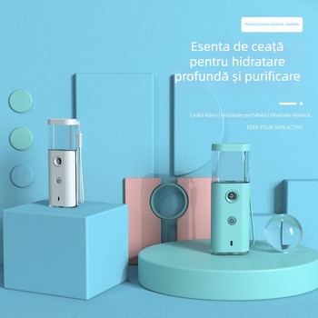 Umidificator facial portabil cu pulverizare rece, încărcare USB, pulverizare nano, baterie încorporată, 1 treaptă, carcasă ABS mată