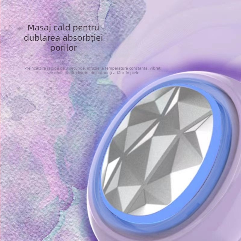 Dispozitiv facial cu ultrasunete cu RF, terapie cu lumină caldă pentru riduri, lifting și fermitate, masaj (Hidratare; Rejuvenare a pielii; IPX8; Baterie încorporată; 1000–1200 mAh)
