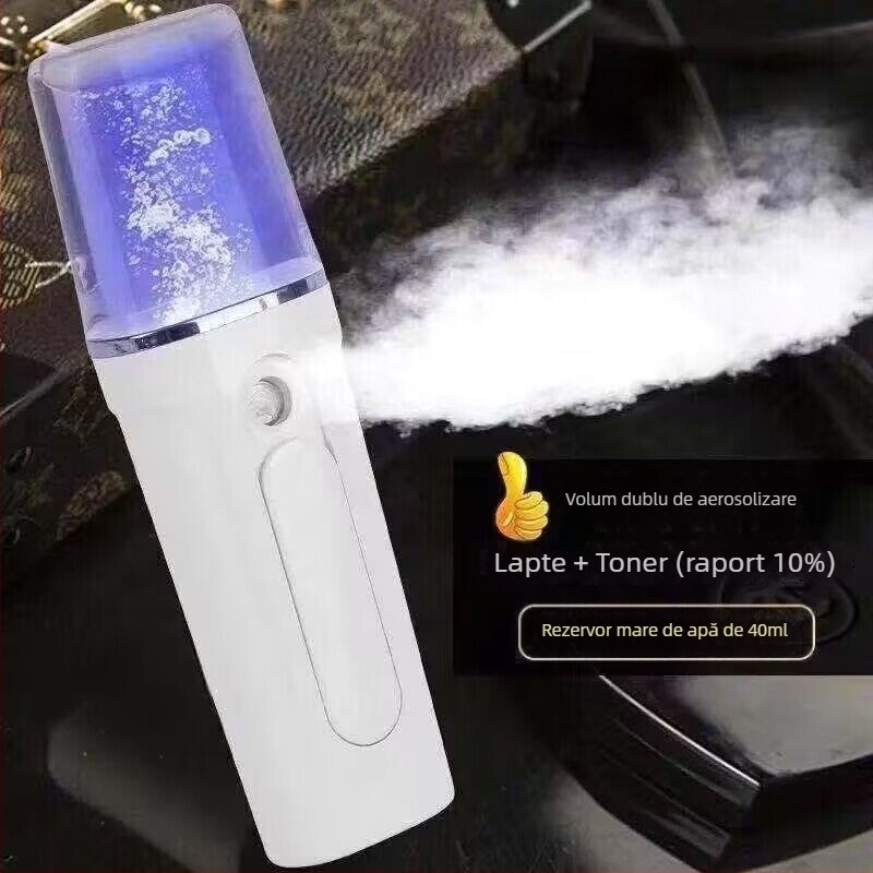 Dispozitiv facial de hidratare cu pulverizare rece nano, baterie încorporată 800–1000mAh, 2 viteze, modelul 718a, timp de pulverizare 11–30 s