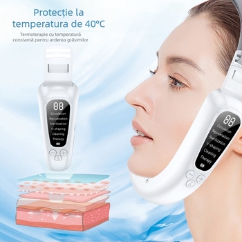 Masaj facial portabil cu microcurent pentru ridicare și tonifiere a feței în formă de V, model K328, IPX8, baterie încorporată 300–500 mAh, pentru utilizare acasă