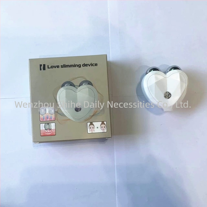 Instrument de tonifiere facial cu rolă dublă și mingiuță magică – masaj facial portabil V-face, funcții: ioni negativ, ultrason, ioni pozitiv; baterie încorporată 300–500mAh, IPX0, utilizare acasă