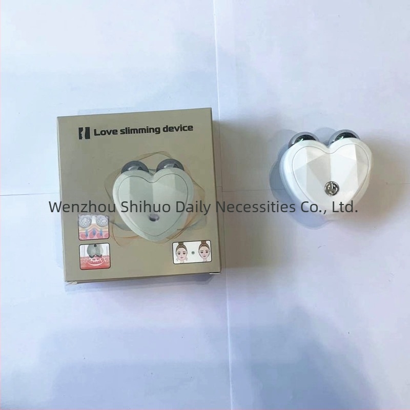 Instrument de tonifiere facial cu rolă dublă și mingiuță magică – masaj facial portabil V-face, funcții: ioni negativ, ultrason, ioni pozitiv; baterie încorporată 300–500mAh, IPX0, utilizare acasă