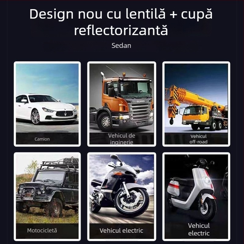 Spotlight LED pentru mașină 12-80V, universal, lumină de mers înapoi, far LED pătrat pentru camioane, furgonete, motociclete și vehicule electrice