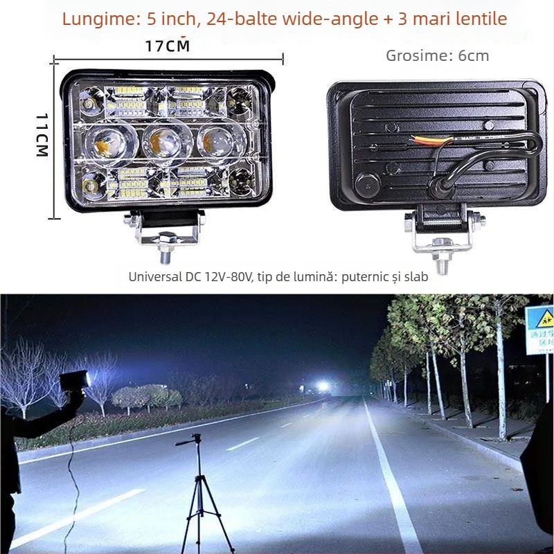 Spotlight LED pentru mașină 12-80V, universal, lumină de mers înapoi, far LED pătrat pentru camioane, furgonete, motociclete și vehicule electrice