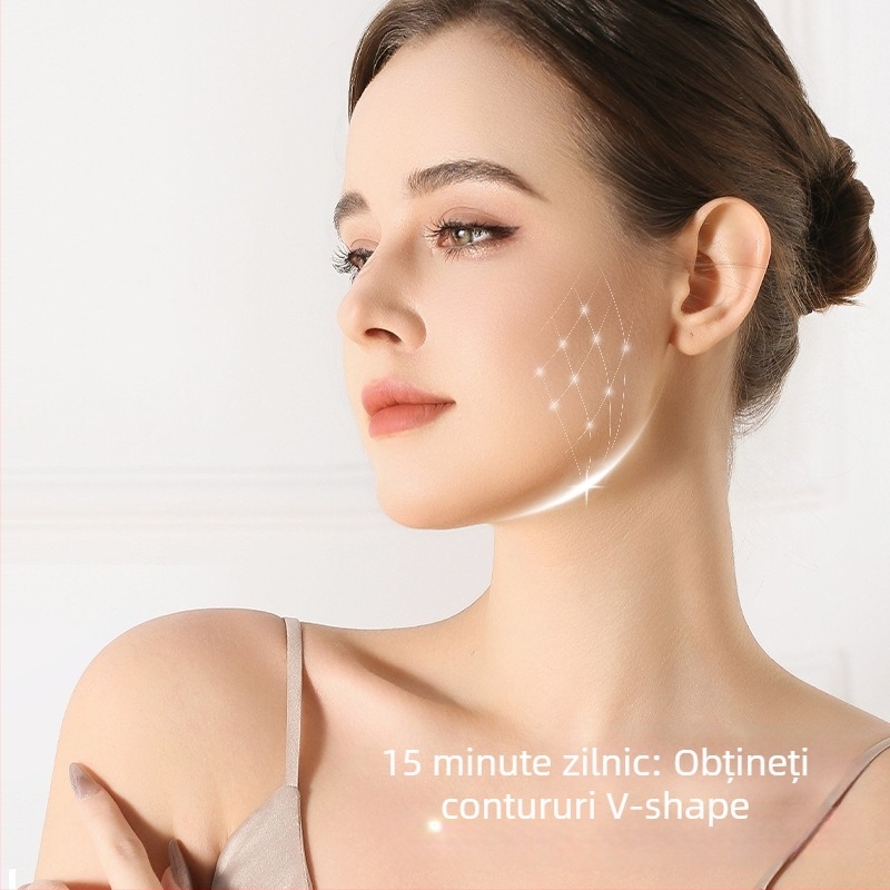 Dispozitiv nou de masaj facial pentru uz casnic, cu role în formă de V, curent EMS micro pentru stimularea circulației, dispozitiv de frumusețe cu undă dublă roșu și albastru