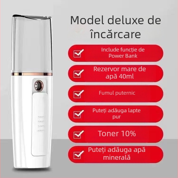 Dispozitiv de hidratare a feței cu ceață, instrument de înfrumusețare portabil și reîncărcabil, Modelul 008, ceață rece, până la 10 s