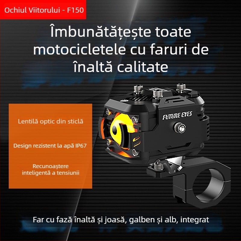 F150 LED reflectator pentru motocicletă, 60W, 12-36V, 15-20A, Carcasă din aliaj de aluminiu, 5 ani de durată de viață