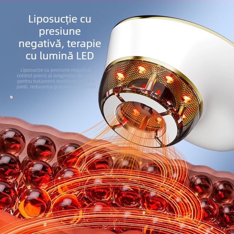 Dispozitiv de slăbire facială: liftare și fermitate cu presiune negativă și microcurent, baterie încorporată 800–1000 mAh, IPX-3 rezistent la apă