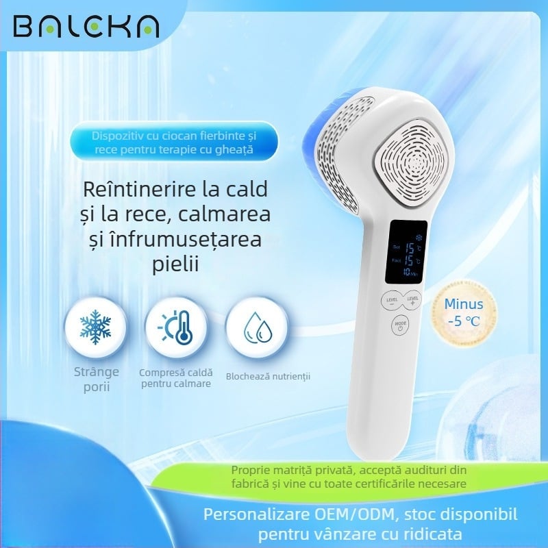 Dispozitiv facial profesional pentru fotorejuvenare cu Ice Hammer, masaj cu lumină colorată caldă/rece – OEM