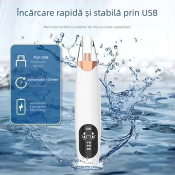 Dispozitiv ultrasonic pentru piele X3, aspirare electrică pentru comedoane, curățare pori și reducere a acneei, cu 3 capete de aspirare și 3 viteze