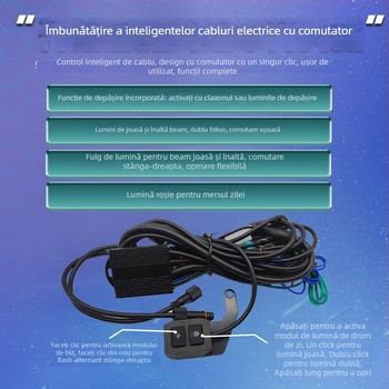 Proiector LED pentru motocicletă cu lentilă universală, 12-36V, 60W (pereche), aliaj de aluminiu + PC, cu capac, MK3