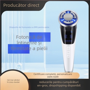 Dispozitiv de masaj facial EMS portabil, cu comprimare caldă și lumină colorată, baterie încorporată 500–800 mAh