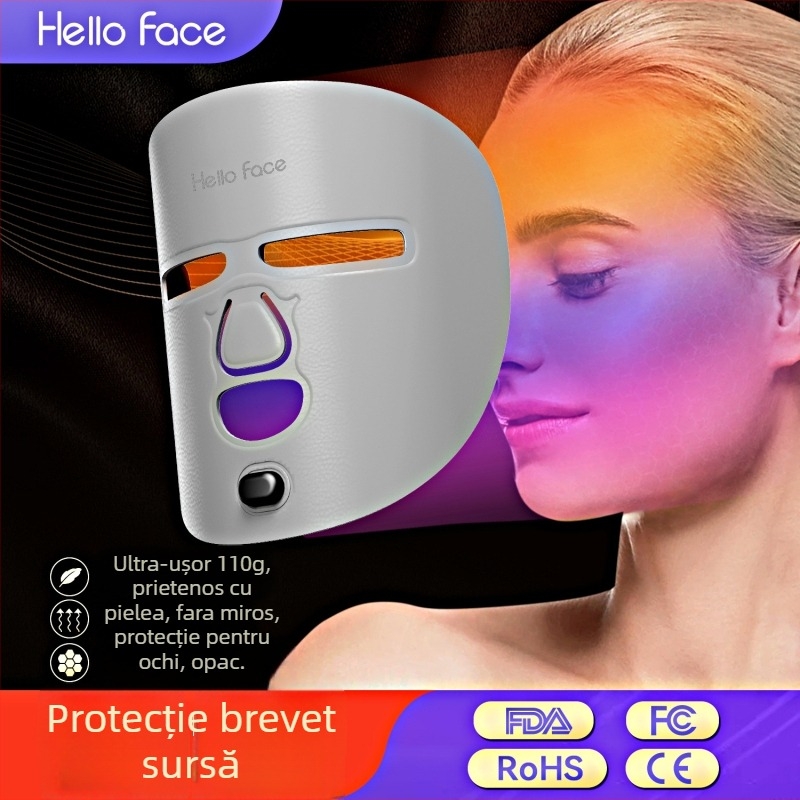 Mască LED de fototerapie pentru rejuvenarea pielii, pentru uz casnic, dispozitiv portabil pentru tratarea acneei, alimentare la priză