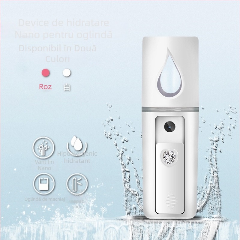 F-022 Umidificator facial nano cu pulverizare rece, baterie încorporată 100–300 mAh, autonomie 1–3 ore