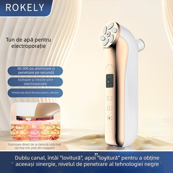 Dispozitiv facial EMS cu microcurent, electroporație, rejuvenare LED, portabil, baterie încorporată 500–800 mAh, IPX7 impermeabil