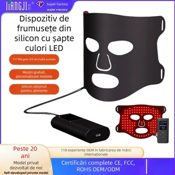 Mască facială LED din silicon, cu lumină infraroșie pe spectru, pentru uz casnic — rejuvenarea pielii și terapie cu lumină roșie, 3 niveluri + 4-a treaptă