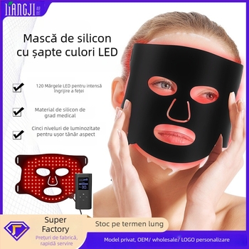 Mască facială LED din silicon, cu lumină infraroșie pe spectru, pentru uz casnic — rejuvenarea pielii și terapie cu lumină roșie, 3 niveluri + 4-a treaptă