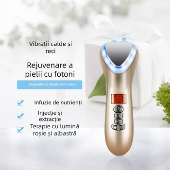 Dispozitiv facial portabil cu terapie caldă/rece, rejuvenarea pielii, infuzie cu apă și lumină, baterie încorporată 1000–1200 mAh, portabil pentru uz casnic