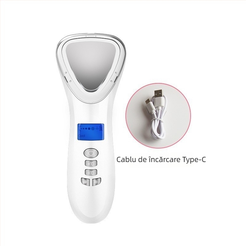 Dispozitiv facial portabil cu terapie caldă/rece, rejuvenarea pielii, infuzie cu apă și lumină, baterie încorporată 1000–1200 mAh, portabil pentru uz casnic