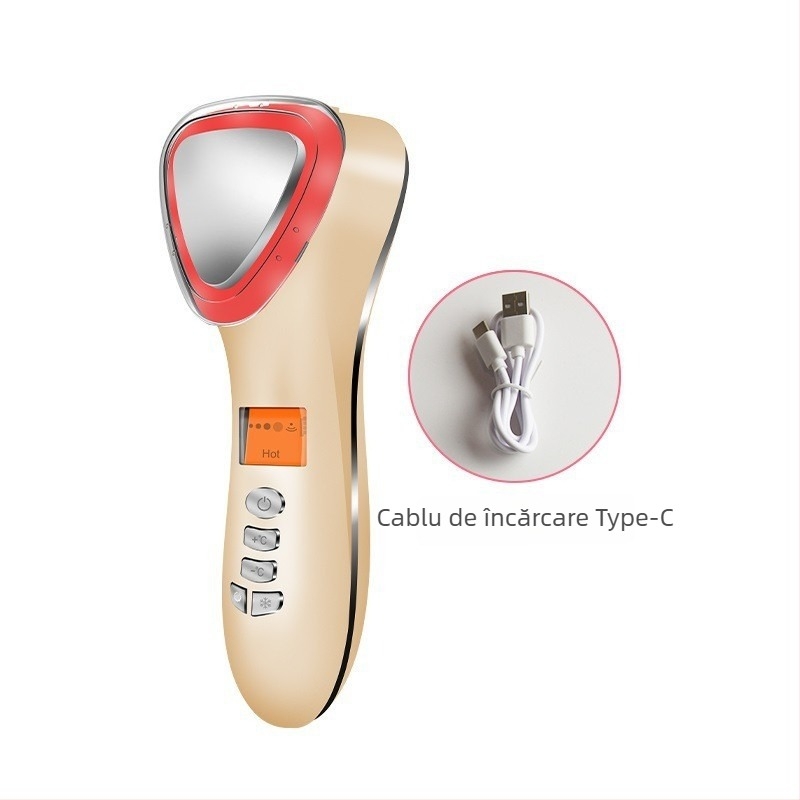 Dispozitiv facial portabil cu terapie caldă/rece, rejuvenarea pielii, infuzie cu apă și lumină, baterie încorporată 1000–1200 mAh, portabil pentru uz casnic