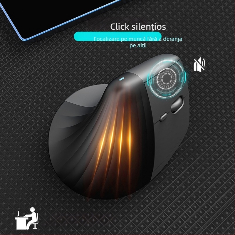 V30 mouse vertical ergonomic wireless cu Bluetooth și modul dual 2,4 GHz, 1600 DPI, 6 butoane, rază până la 10 m