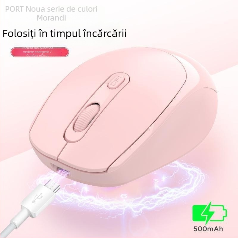 Mouse optic fără fir cu Bluetooth pentru laptop, reîncărcabil, dual-mode 2.4G/Bluetooth, liniștit, 1600 DPI, 4 butoane