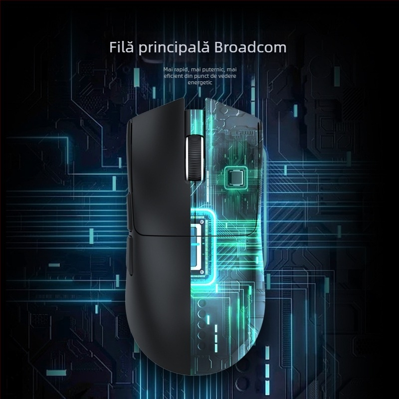 Attack Shark X11 Mouse fără fir cu senzor PAW3311, 22000 DPI, 7 butoane, Bluetooth + 2.4G, ergonomic, Bază RGB de Încărcare