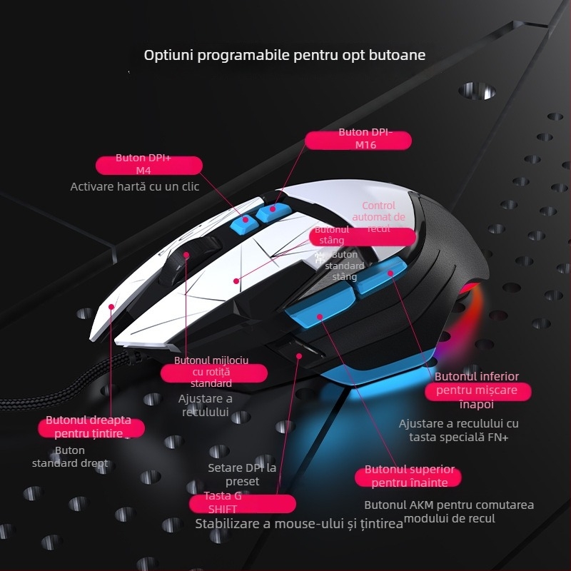 G502 fără fir, trei moduri | 4000 DPI, 7 butoane, Interfață USB, 2.4GHz/Bluetooth, Rază de 10m