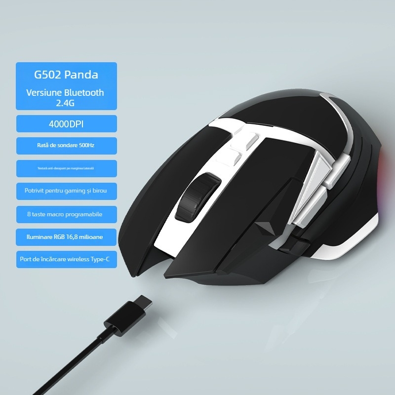G502 fără fir, trei moduri | 4000 DPI, 7 butoane, Interfață USB, 2.4GHz/Bluetooth, Rază de 10m