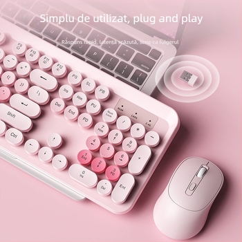 Set de tastatură și mouse wireless K73, 104 taste, 2.4G wireless, senzor optic de 1600dpi, Plug and Play, design ergonomic
