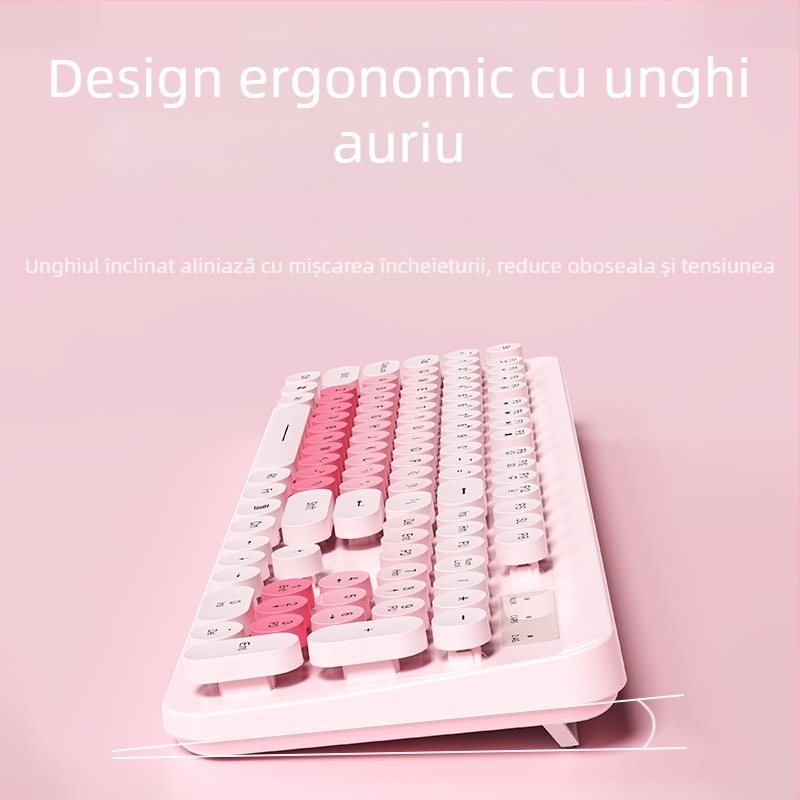 Set de tastatură și mouse wireless K73, 104 taste, 2.4G wireless, senzor optic de 1600dpi, Plug and Play, design ergonomic