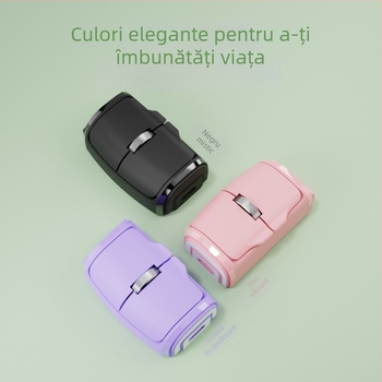 Mouse Bluetooth inelar mini, dual-mod 2.4G + Bluetooth, 1000dpi, 3 butoane, reîncărcabil