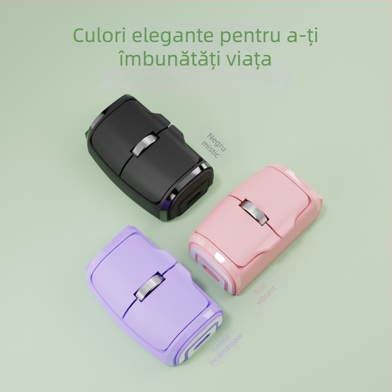 Mouse Bluetooth inelar mini, dual-mod 2.4G + Bluetooth, 1000dpi, 3 butoane, reîncărcabil