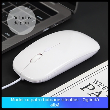 Mouse optic cu fir USB-C cu două porturi, 1600dpi, 4 butoane, ergonomic pentru desktop