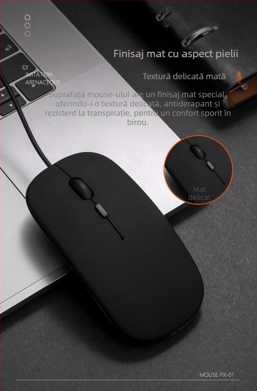 Mouse optic cu fir USB-C cu două porturi, 1600dpi, 4 butoane, ergonomic pentru desktop