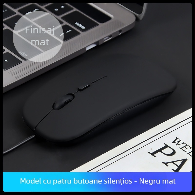 Mouse optic cu fir USB-C cu două porturi, 1600dpi, 4 butoane, ergonomic pentru desktop