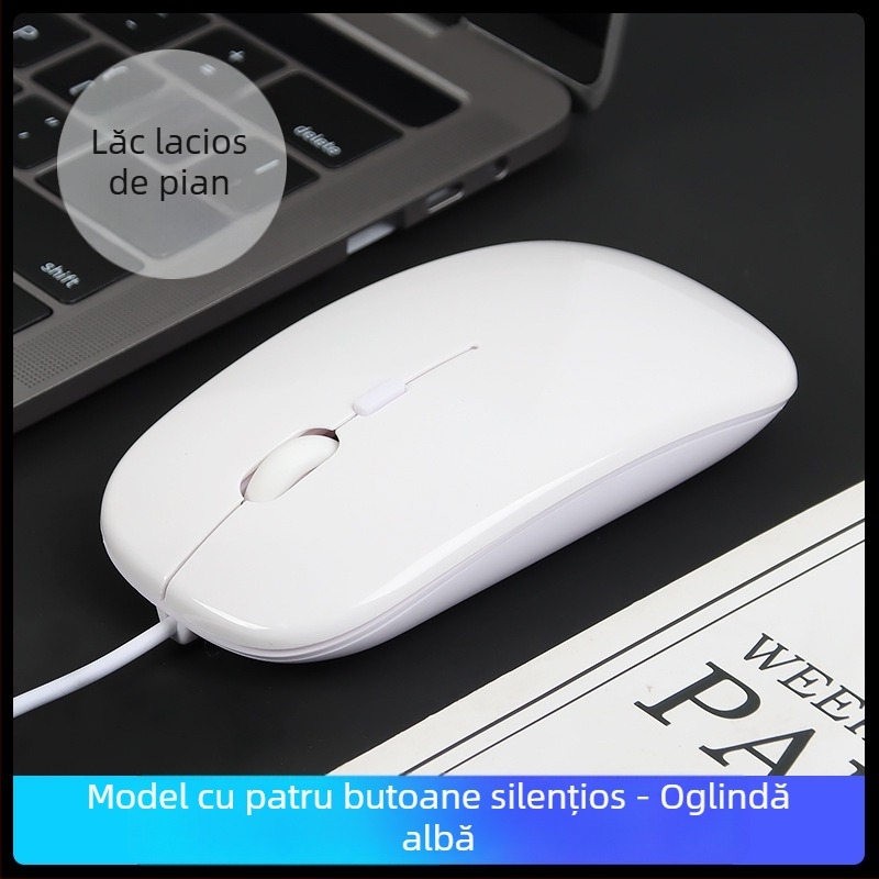 Mouse optic cu fir USB-C cu două porturi, 1600dpi, 4 butoane, ergonomic pentru desktop