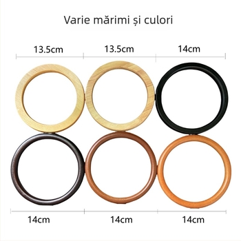Mâner circular din lemn pentru geantă, accesorii țesut handmade, ultra-ușor, Primăvara 2024, etichetă privată licențiată