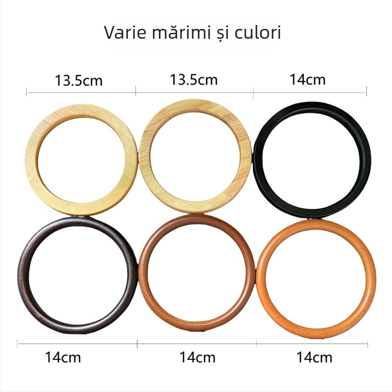 Mâner circular din lemn pentru geantă, accesorii țesut handmade, ultra-ușor, Primăvara 2024, etichetă privată licențiată