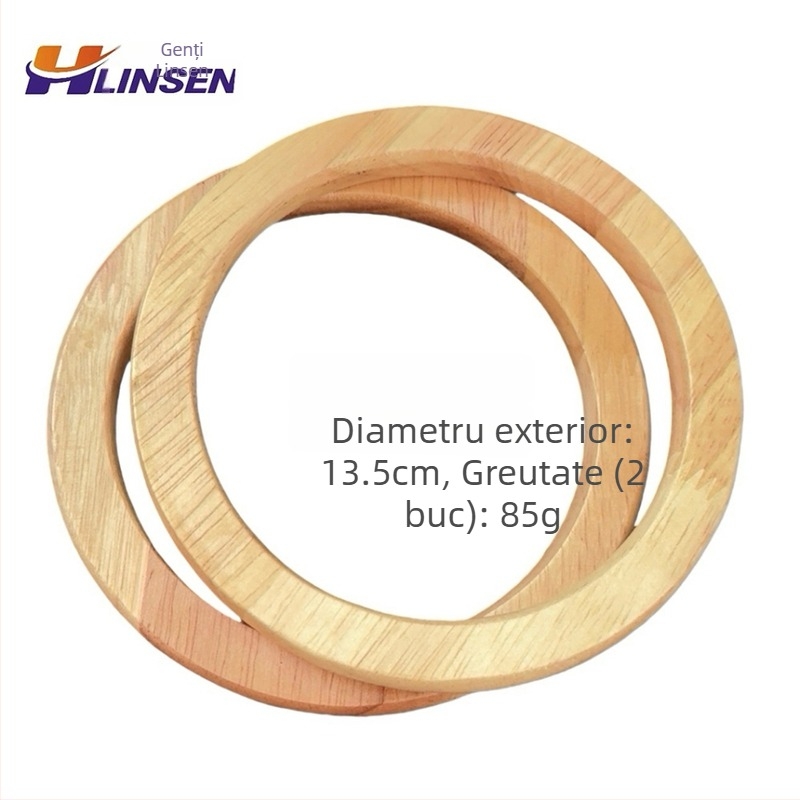 Mâner circular din lemn pentru geantă, accesorii țesut handmade, ultra-ușor, Primăvara 2024, etichetă privată licențiată